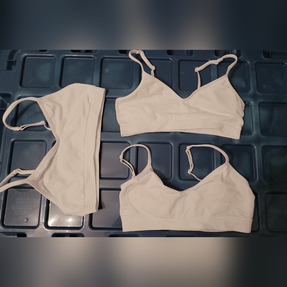 Lot of 3 justice girls training bras - ultra soft size 28 youth strapped white